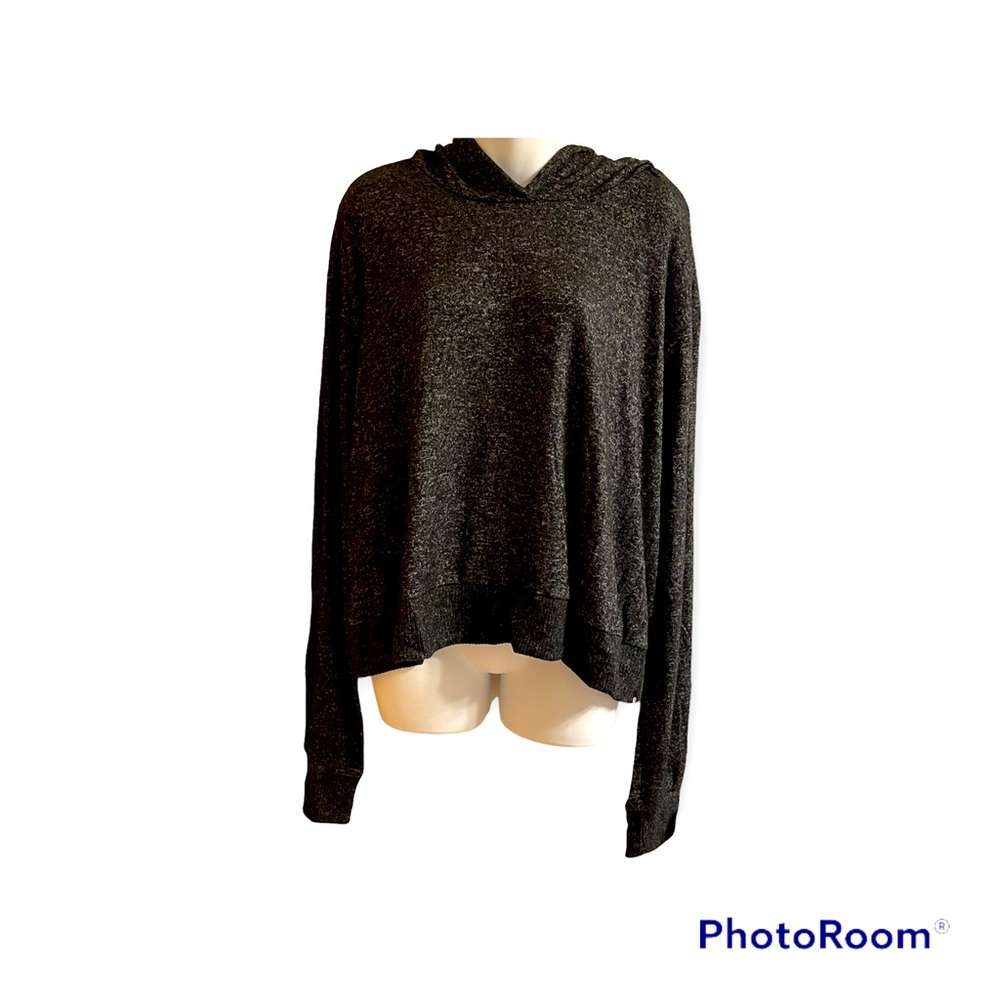 NWT True Religion Knit Crop Hoodie Grey XL